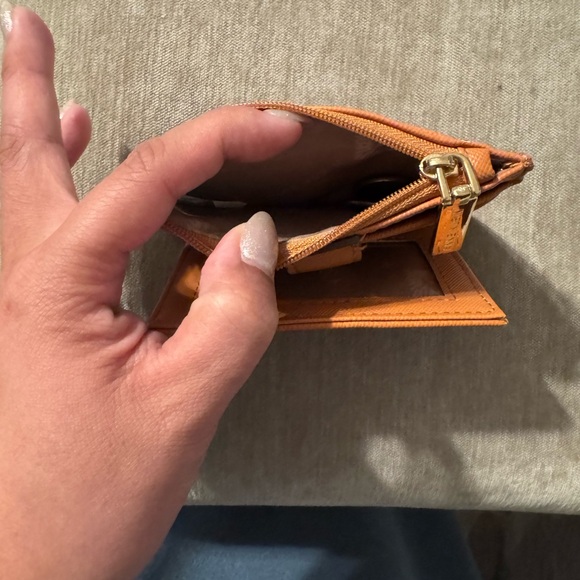 Excellent Used Condition Anne Klein Orange Card Holder with Gold Button - Picture 4 of 4